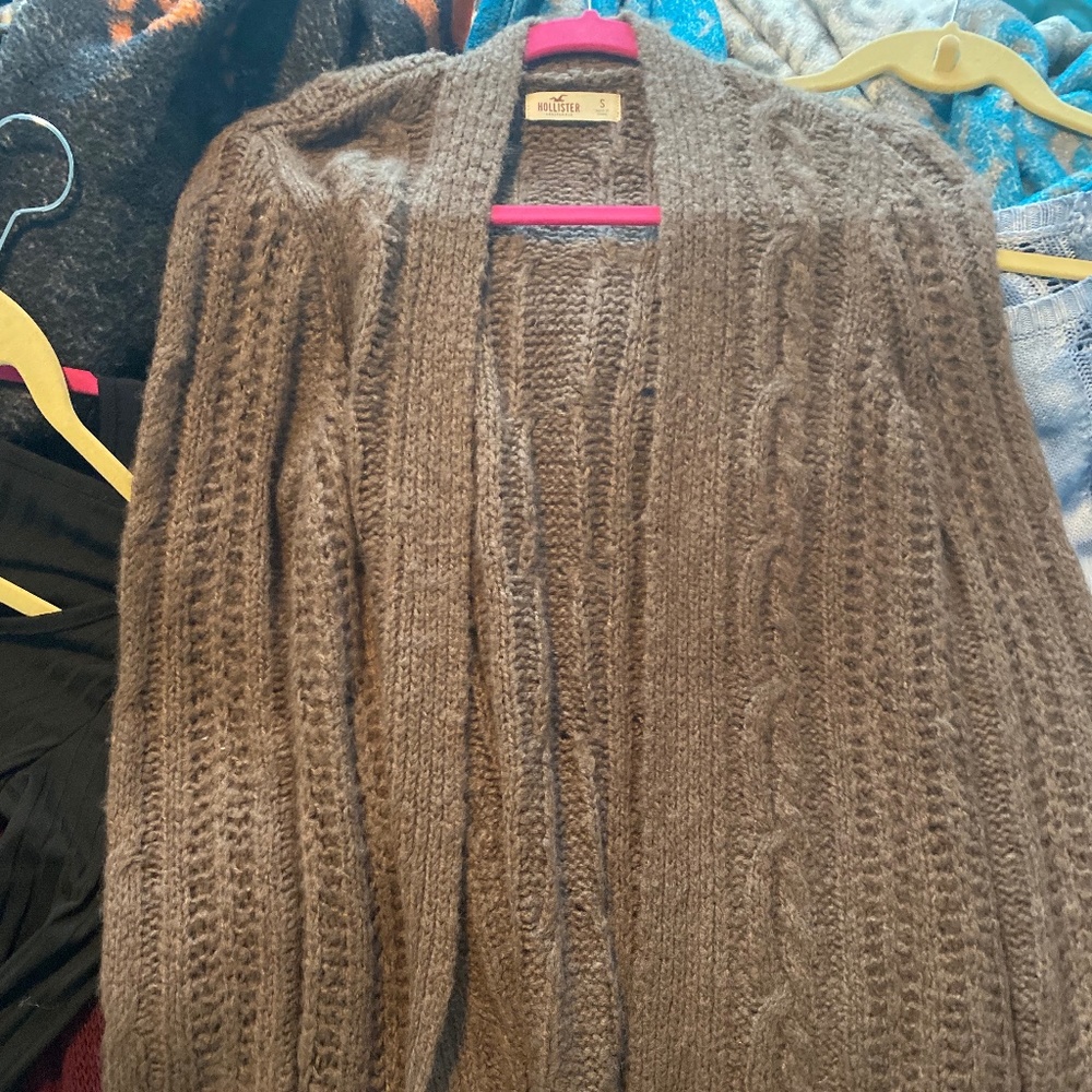 Hollister Brown Knit Cardigan